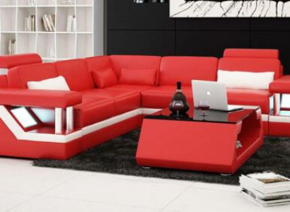 Designer Sofa Couch Ecksofa Leder Textil Polster Garnitur Wohnlandschaft