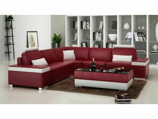 L-Form Ledersofa Polster Sitz Couch Garnitur Ecksofa Sofa Couch