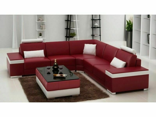 L-Form Ledersofa Polster Sitz Couch Garnitur Ecksofa Sofa Couch
