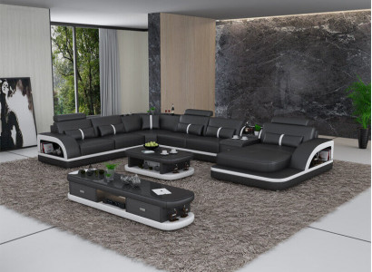 Ledersofa Ecksofa Garnitur Polster U Form Couch Sofa Design Eckgarnitur