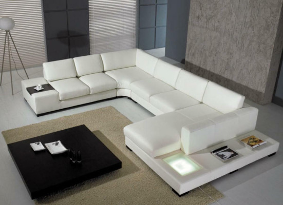 Ledersofa Designer Sofa U Form Wohnlandschaft Couch Deko Polster Ecksofa