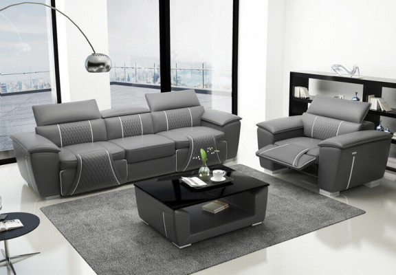 Luxus Sofagarnitur 2x 3 Sitzer mit Möbel Couch Ledersofa Textil Gruppe