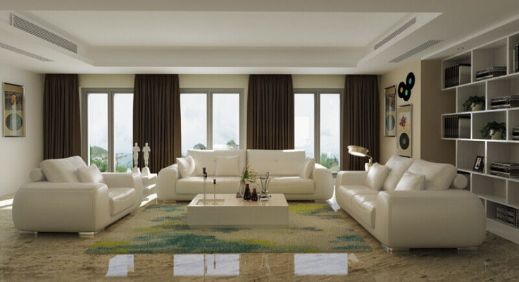 Sofagarnitur Ledersofa Couch Garnituren Design Modern Sofa 3+1+1 Sitzer