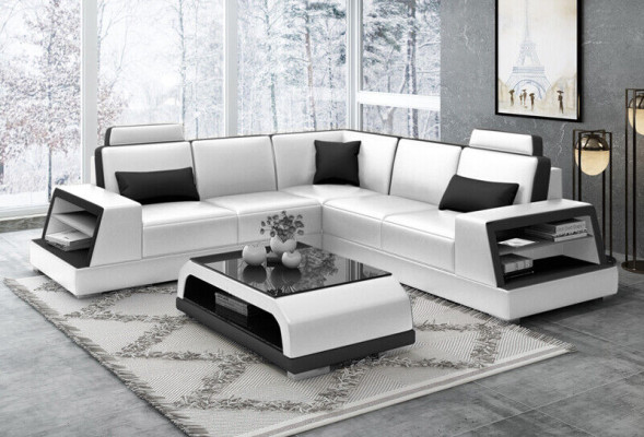 Ecksofa Ledersofa Polster Wohnlandschaft Sofa Couch Eckgarnitur L Form
