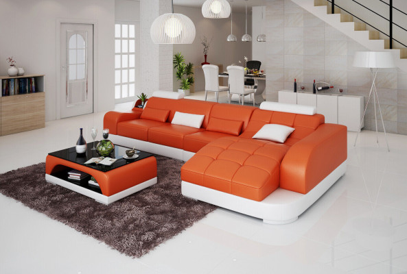 Ecksofa L Form Stoff Couch Wohnlandschaft Garnitur Design Modern Sofa