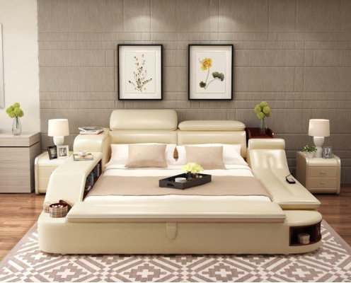 Exclusiv Bett Design Polster Betten Regal Save Tresor Ablagen Doppel