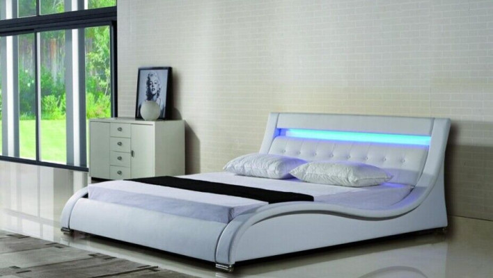 Lederbett Polsterbett Bett Betten Leder Leder Polster Ehe mit Belechtung