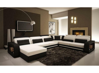 U Form Sofa Couch Polster Ecksofa Garnitur Wohnlandschaft Leder Design
