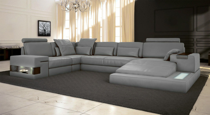 U Form Sofa Couch Polster Garnitur Wohnlandschaft Ecksofa Design Leder