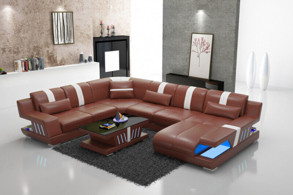 Sofa UForm Ledersofa Couch Wohnlandschaft Garnitur Design Modern