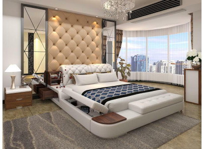 Multifunktion Bett Design Polster Doppelbett Betten Chesterfield Luxus