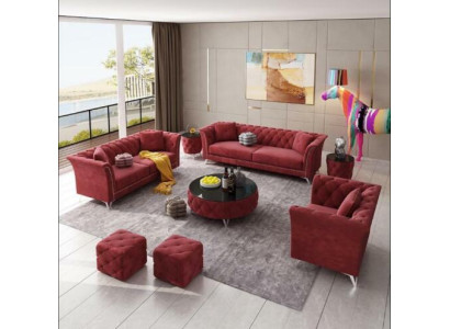 Chesterfield Set 8tlg Set Couch Polster Garnitur Beistelltisch Couchtisch Sofa