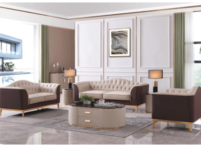 Luxus Möbel Sofagarnitur Couch Sofa Deko Polster 3+2+1 Sitzer + Couchtisch