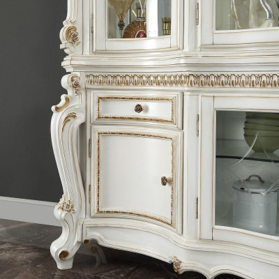 Fernseh Wand Klassisch Wohnwand Echt Handarbeit Holz Deko Vitrine Regal