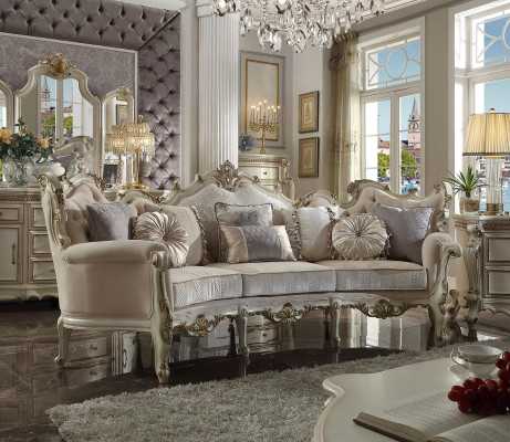 Halbrunde Viersitzer Wohnzimmer Couch Textil Barock Rokoko Luxus Sofa