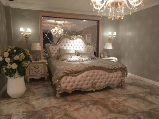 Chesterfield Doppelbett Bett Ehebett Design Luxus Betten Barock Antik Stil