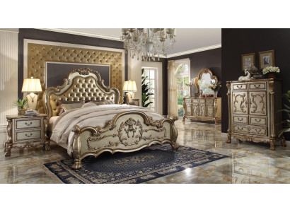 Schlafzimmer Set Nachttische Bett 5tlg. Klassisch Barock Rokoko Antik Stil Holz