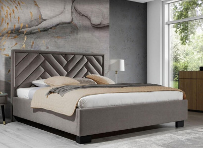 Polster Bett Möbel Schlafzimmer Betten Taupe Braun 200x200cm Samt