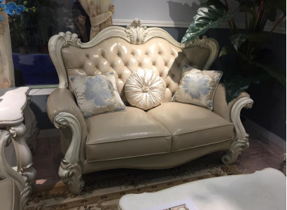 Luxus 2 Sitzer Couch Polster Sofa Leder Couchen Garnitur Chesterfield Barock