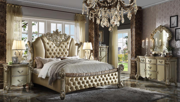 Schlafzimmer Set Nachttische Bett 5tlg. Barock Rokoko Antik Stil Holz