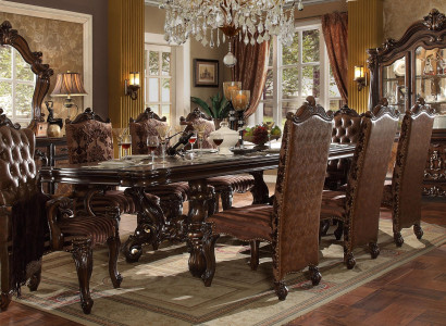 Klassischer Esstisch Holz Esszimmer Garnitur 8x Stühle Designer Set