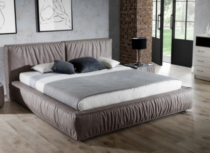 Bett Braun Schlafzimmer Holz Möbel Textil Klassische Art déco Stil