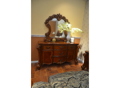 Buffet Anrichte Kommode Spiegel Echte Handarbeit Holz Barock Rokoko