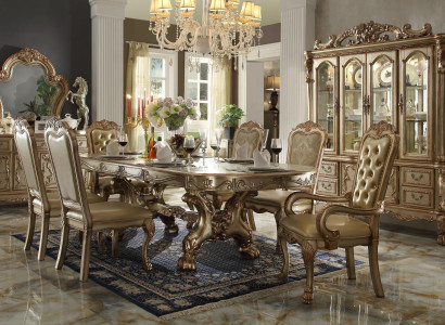 Klassischer Esstisch Luxus Chesterfield Stühle Designe Esszimmergarnitur 9tlg.