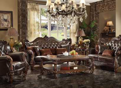 Klassische Garnitur 3+2+1 Sofagarnitur Couch Sofa Leder Sofa Polster