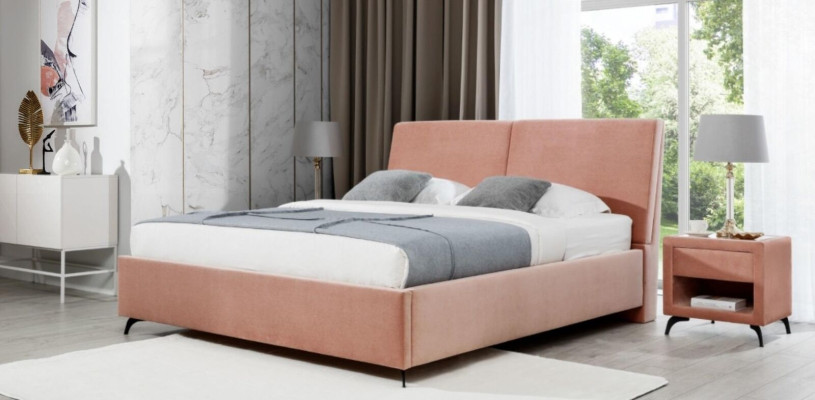 Bett Rosa Schlafzimmer Holz Möbel Textil Hotel Betten Art déco Stil