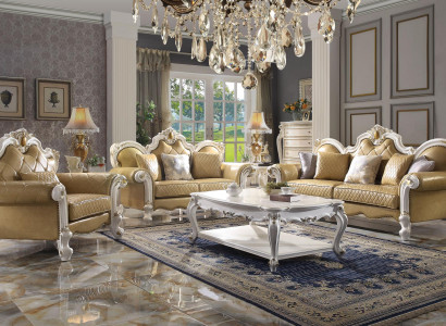 Sofagarnitur 3+2+1 Sitz Couchtisch Set Sofa Polster Couch Leder 4tlg. Set