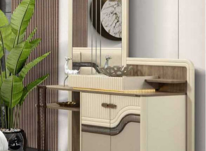 Designer Schminktisch mit Spiegel im Schlafzimmer Schick Möbel Kommode