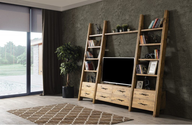 Wohnwand Luxus Schrankwand Schrank Möbel Wohnzimmer rtv sideboard Holz 