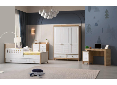 Modern Kinderzimmer Set Bett Kleiderschrank Kommode Schreibtisch Helles