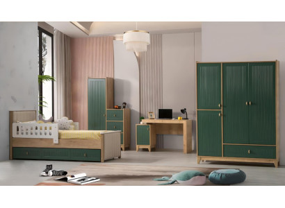 Kinderzimmer Set Besteht aus Bett+2х Kleiderschrank+Schreibtisch 4tlg.
