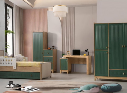 Kinderzimmer Set Besteht aus Bett+2х Kleiderschrank+Schreibtisch 4tlg.