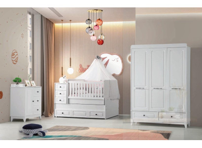 Modern Kinderbett Komplett Jugendzimmer Luxus Kinderzimmer Set 3tlg Weiß