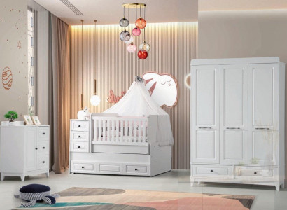 Modern Kinderbett Komplett Jugendzimmer Luxus Kinderzimmer Set 3tlg Weiß