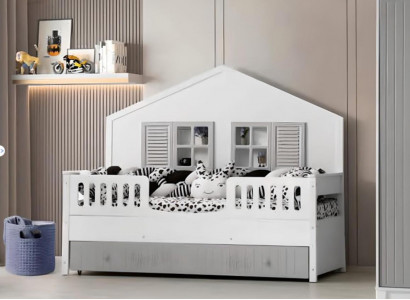 Modernes Kinderbett Grau Farbe Luxuriös Design Möbel für die Kleinsten