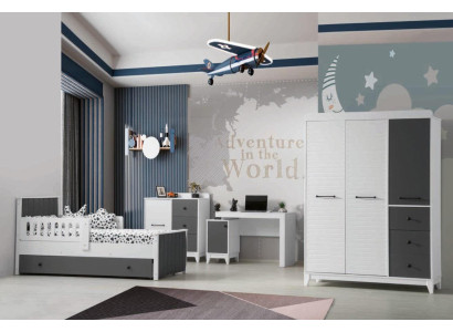 Modern Kinderzimmer Set Besteht aus Bett Schrank Kommode Tisch 4tlg.