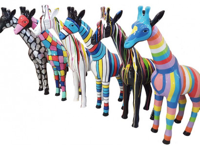 Skulptur Abstrakte Design Statue Bunte Figuren Handbemalt Dekoration Wählbar