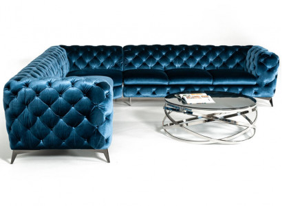 Samt Eck Luxus Chesterfield Sofa Polster Ecke Couchen Sitz Couch Sofas