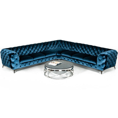 Samt Eck Luxus Chesterfield Sofa Polster Ecke Couchen Sitz Couch Sofas