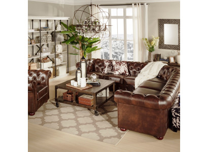 Chesterfield Ecksofa 3-E-3 Sofa Couchen Couch Polster Sofas Sitz Leder