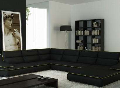 Ecksofa mit USB,Ledersofa Wohnlandschaft Couch Sitz Eck Garnitur U Form Eltmann