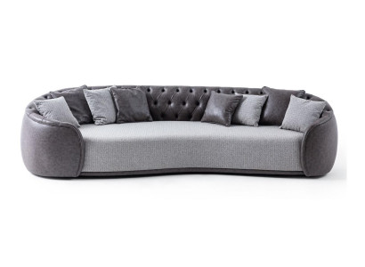 Viersitzer Chesterfield Sofa 4 Sitzer Grau Stoffsofa Stoff Polstersofa