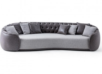 Viersitzer Chesterfield Sofa 4 Sitzer Grau Stoffsofa Stoff Polstersofa