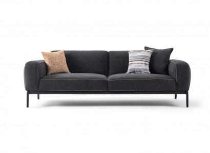 Elegantes Polstersofa Sofa 3 Sitzer Couch Dreisitzer Grau Stoff Modern Polstersofa