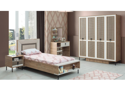 Schlafzimmer Sets Jugenbett Kinderbett Braun Holz Set 5tlg Bett Modern
