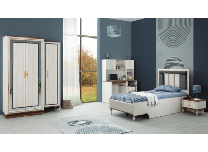 Kindermöbel Kinderzimmer Bett Kinderbett Weiß Holz Set 4tlg Tische